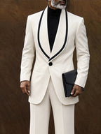 Elegant Contrast Shawl Collar Blazer Set