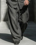 Retro Black Linen Wide-leg Pants