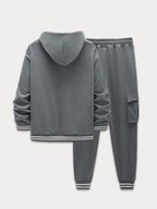Sporty Hooded Jacket Pants Set