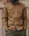 Vintage Tobacco Brown Dual Chest Pocket Long Sleeve Shirt