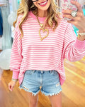 Split Hem Striped Pullover