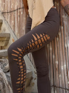 Bohemian Artisanal Hand-Braided Hollow Out High Waist Stretch Leggings