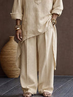 Zen-inspired 100% Cotton High Low Hem Longline Top Set
