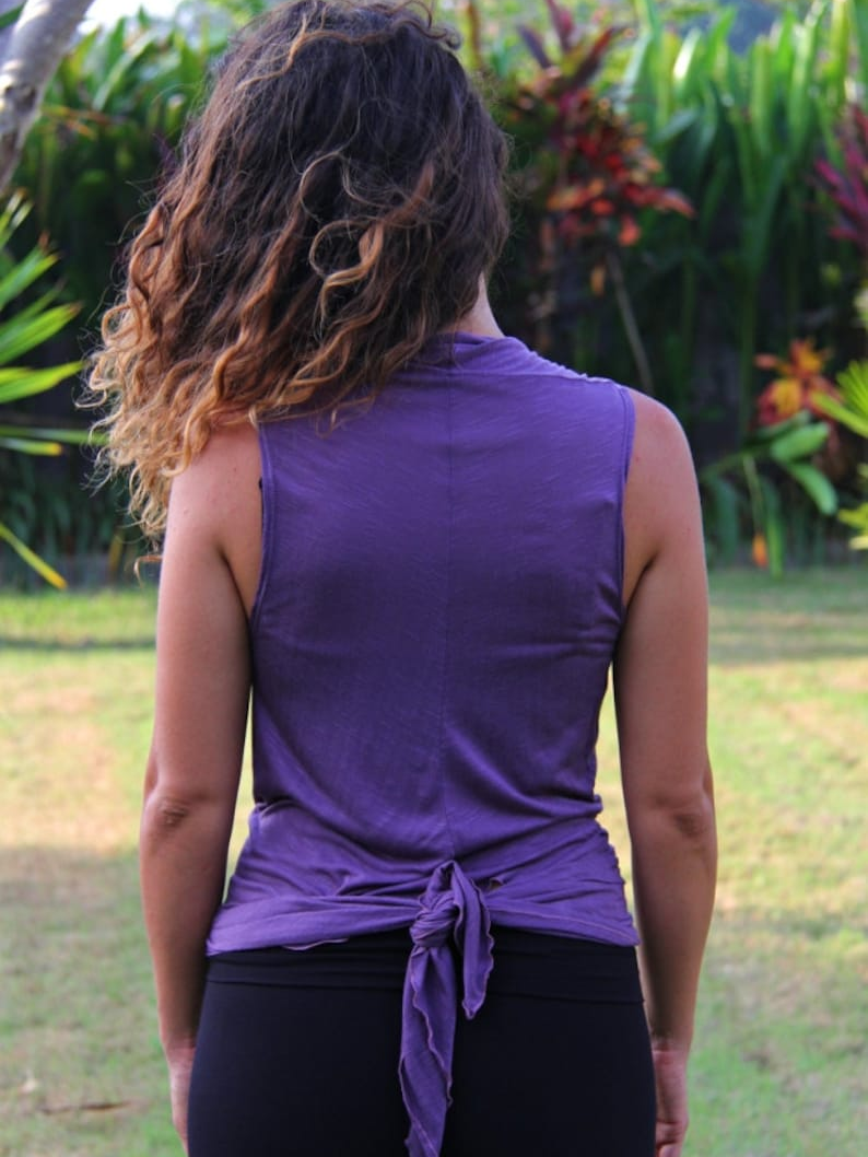 Sleeveless Wrap Top, Lightweight Open Front and Tie Back Blouse