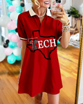Texas Outline Embroidery Polo Dress