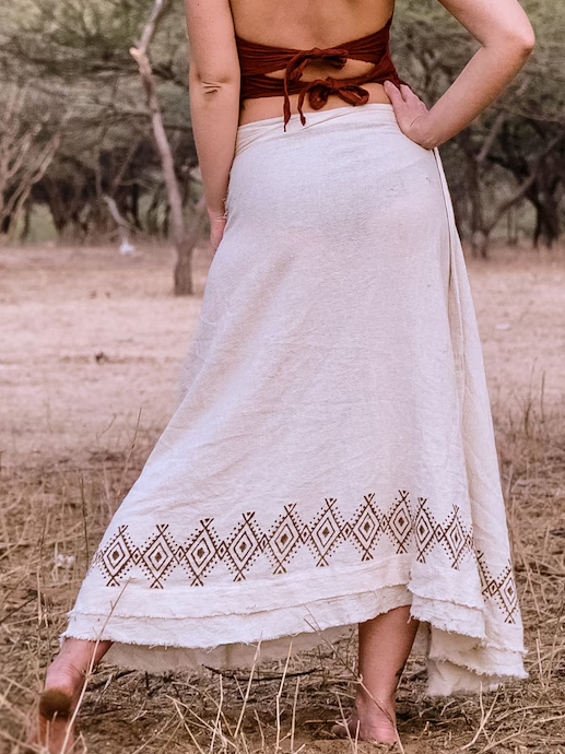Cotton Maxi Wrap Skirt ? Natural Earthy Clothing ? Long Boho Festival Shakti Skirt