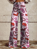 Women's Cowgirl Race Print Casual Wide Leg Pants
