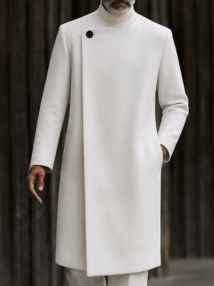 Minimalist Mandarin Collar Long Coat Pants Set