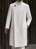 Minimalist Mandarin Collar Long Coat Pants Set