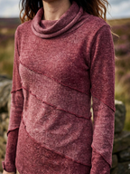 Asymmetric Seam Cowl Neck Top, Earthy Bohemian Sweater
