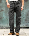 Retro Black Striped Straight Leg Jeans