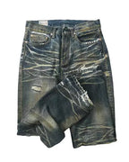 Vintage Yellow Mud Washed Distressed Jeans