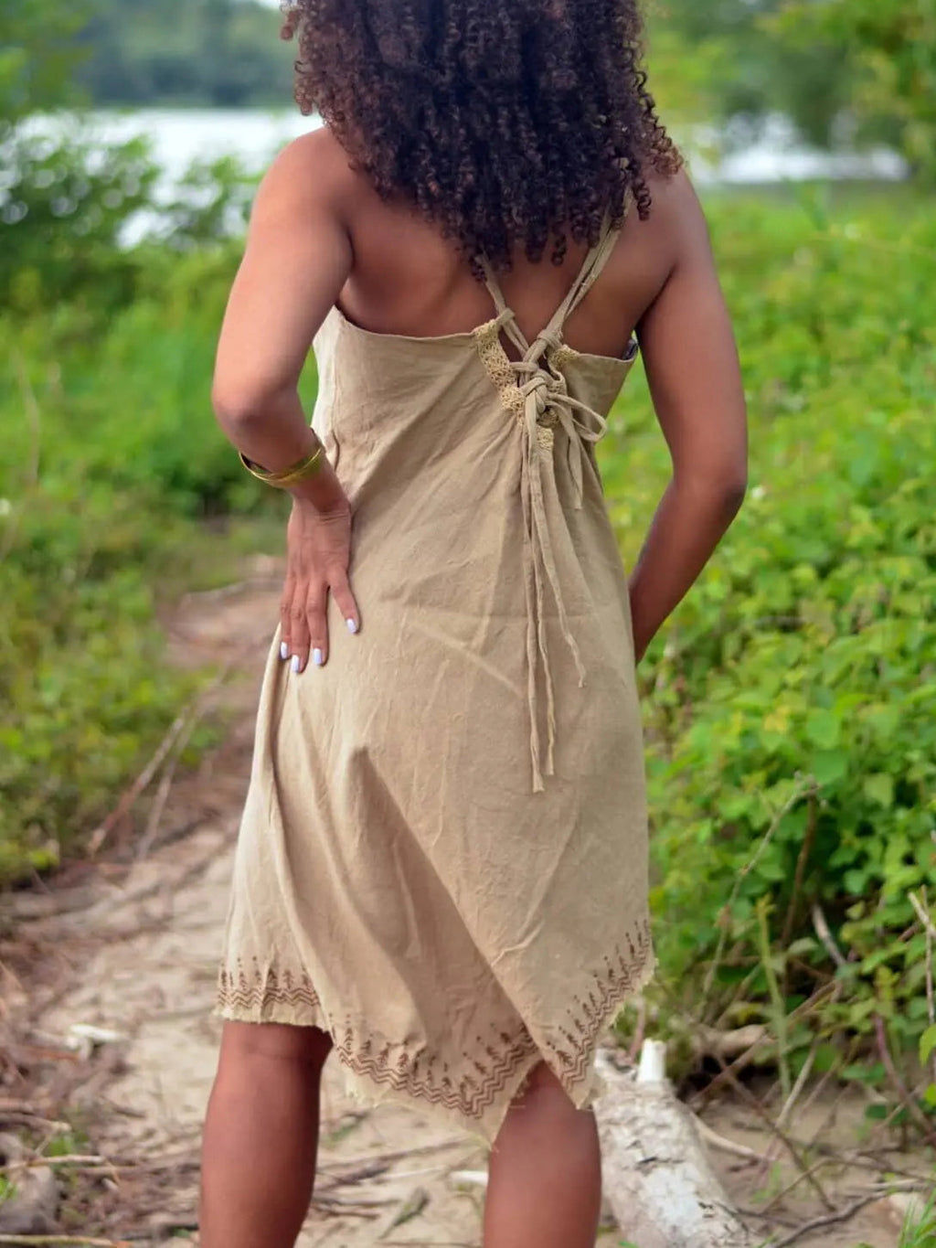 Bohemian Cotton Linen Straps Dress