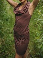 Sleeveless Nomad Dress - Hooded Cowl Sundress with Pocket
