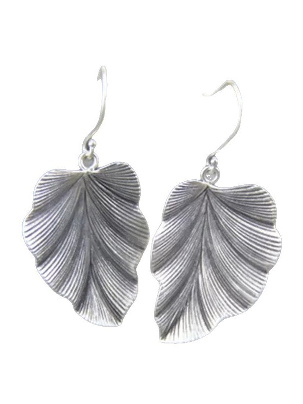 Vintage Distressed Handmade Brushed Leaf Earrings