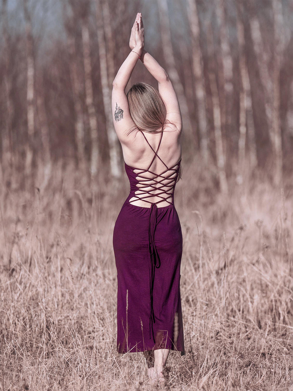 Long Dress with Splits and Corsetwise Back