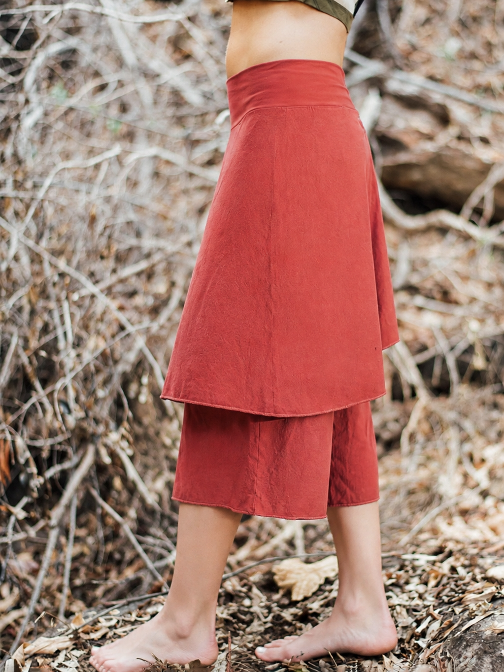 Wrap-Style Faux Two-Piece Cropped Skirt Pants