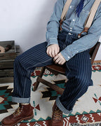 Vintage Striped  Straight Leg Pants(No shoulder straps)