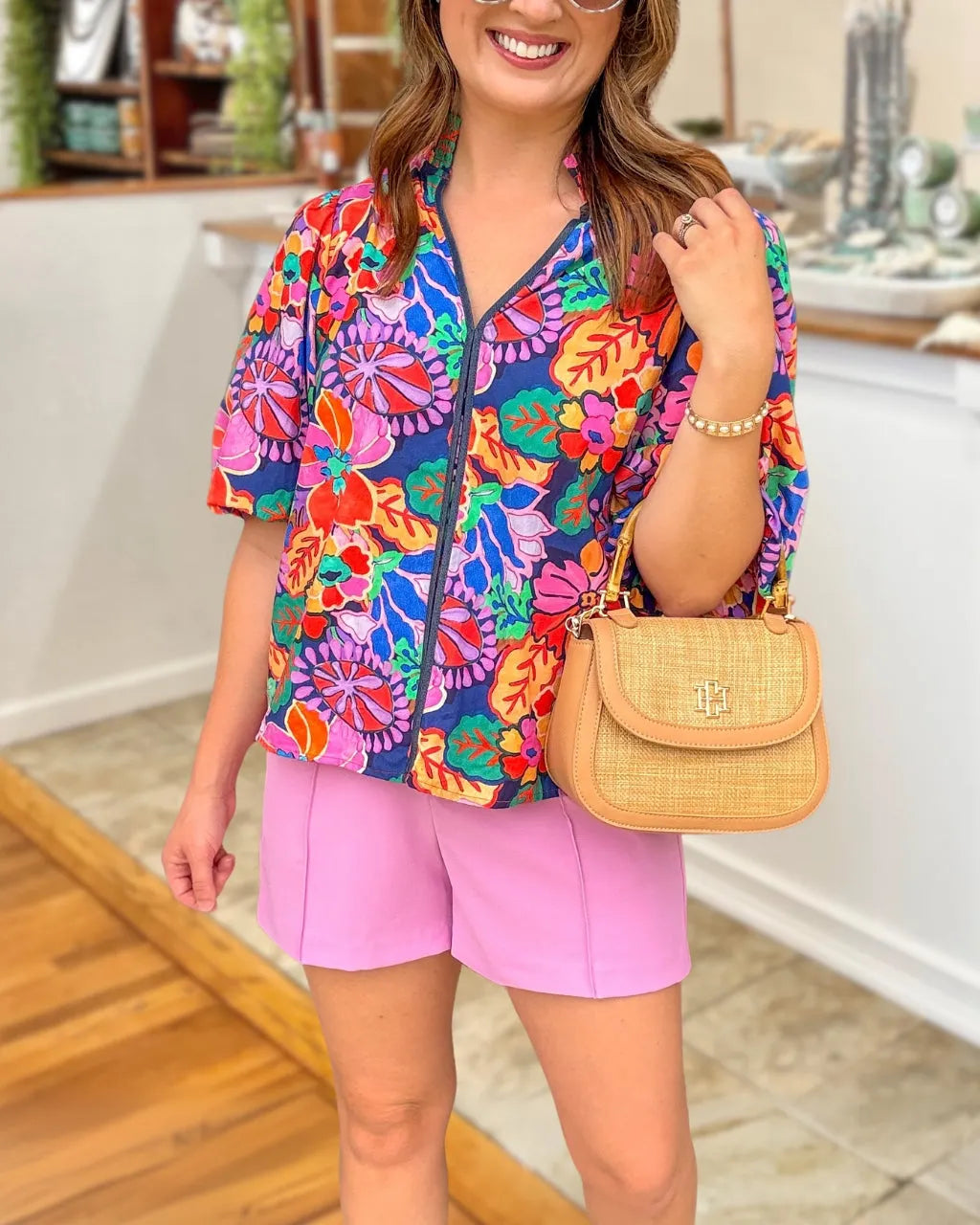 Vacation Mode Satin Floral Top