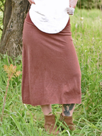 Fold-Over Waist Draped Midi Skirt