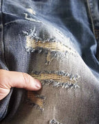 Vintage Faded©\Blue Boro©\Patchwork Multi©\Rip Denim Jeans