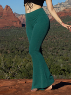 High-Waist Vertical Ribbed Micro-Flare Yoga Pants