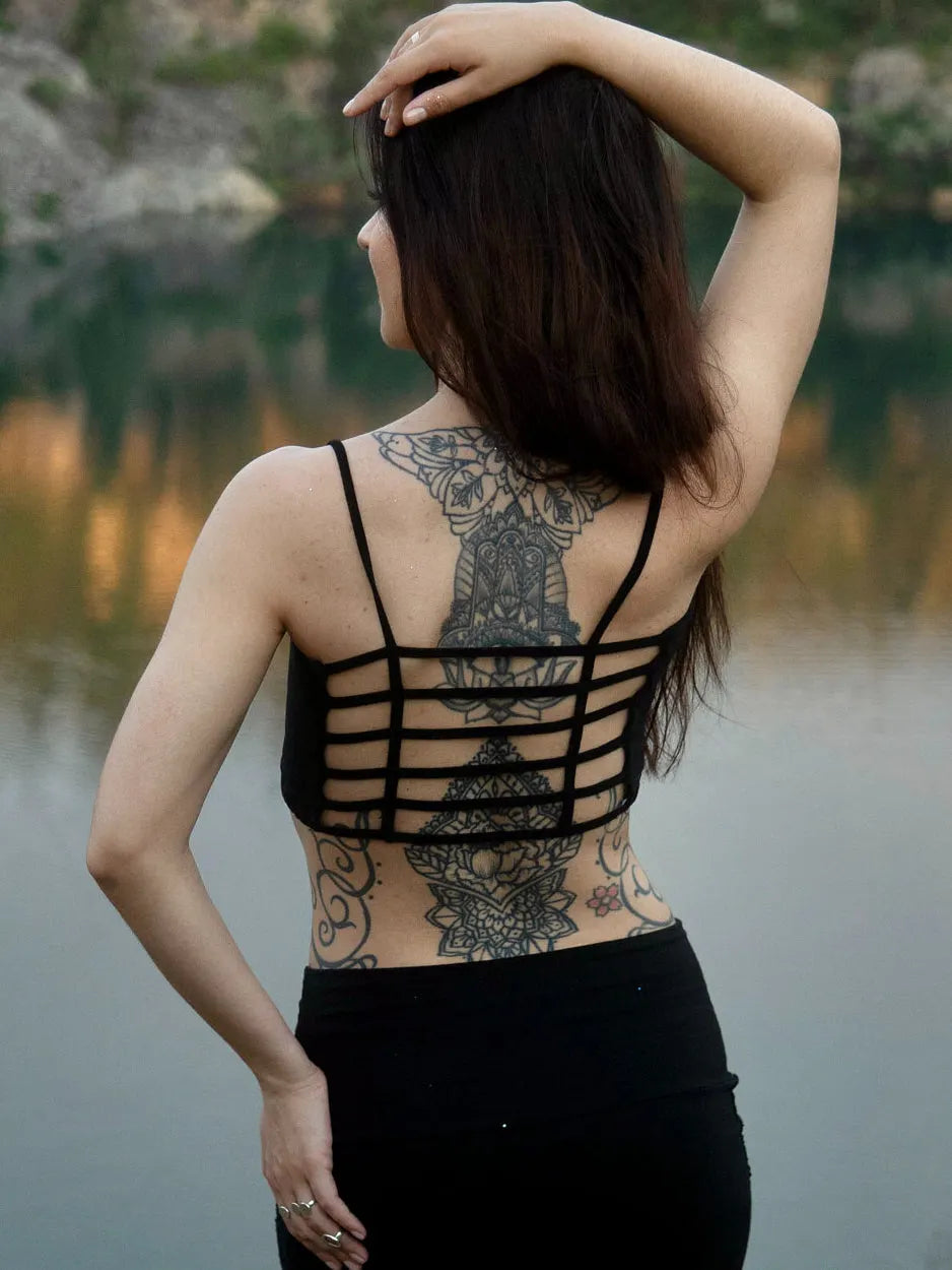 Cut Out Crop Top Bra ? Festival Caged Bralette ? Hippy Clothing ? Yantra Bra let Active Wear