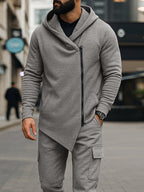 Trendy Asymmetric Design Jacket Pants Set