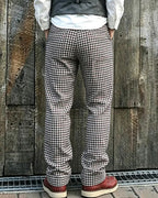 Vintage Burgundy Black Houndstooth Straight©\Leg Trousers