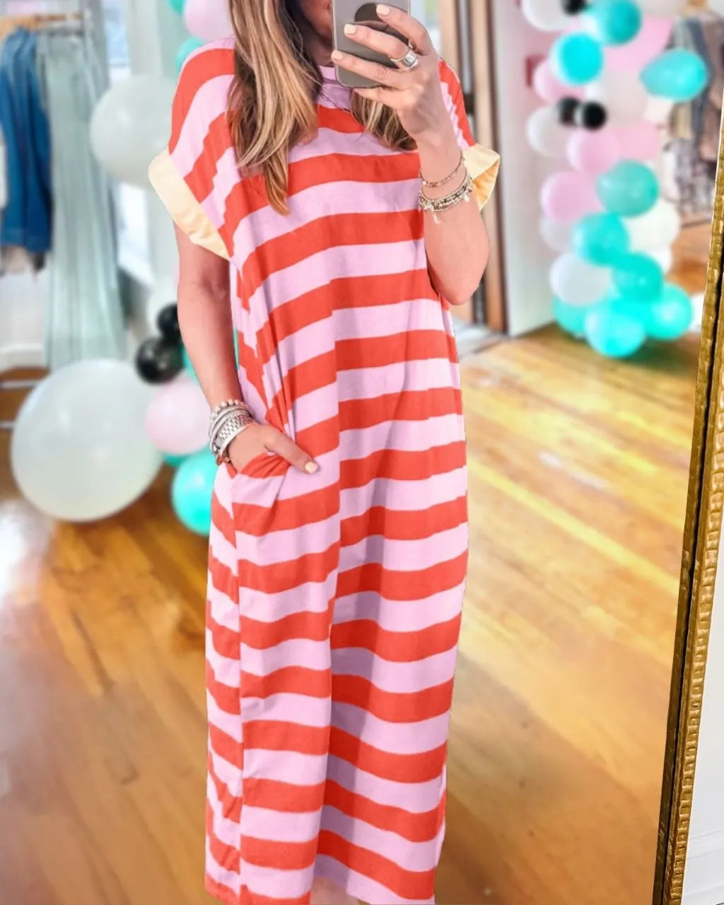 Casual Striped Maxi Dress