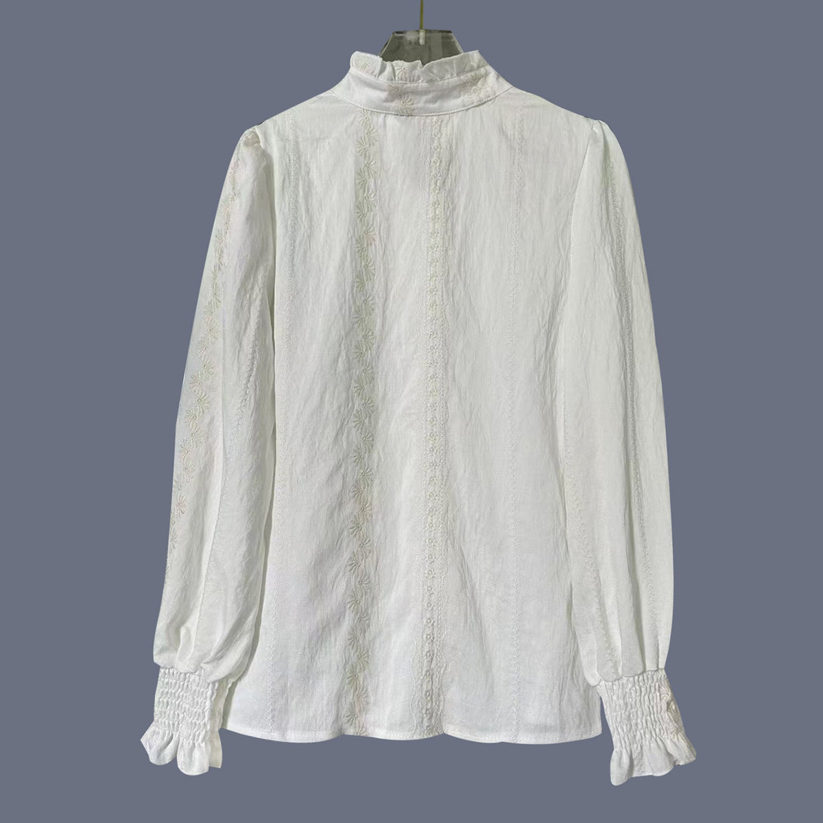 Women's Elegant  Lace Cotton And Linen Blouse