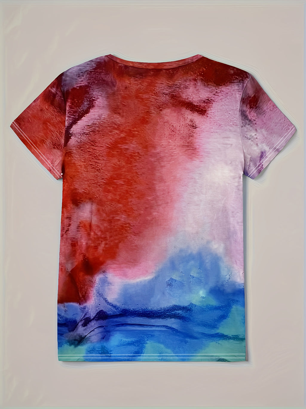 Heart Print V Neck T-Shirt, Casual Short Sleeve T-Shirt For Summer, Women's Clothing