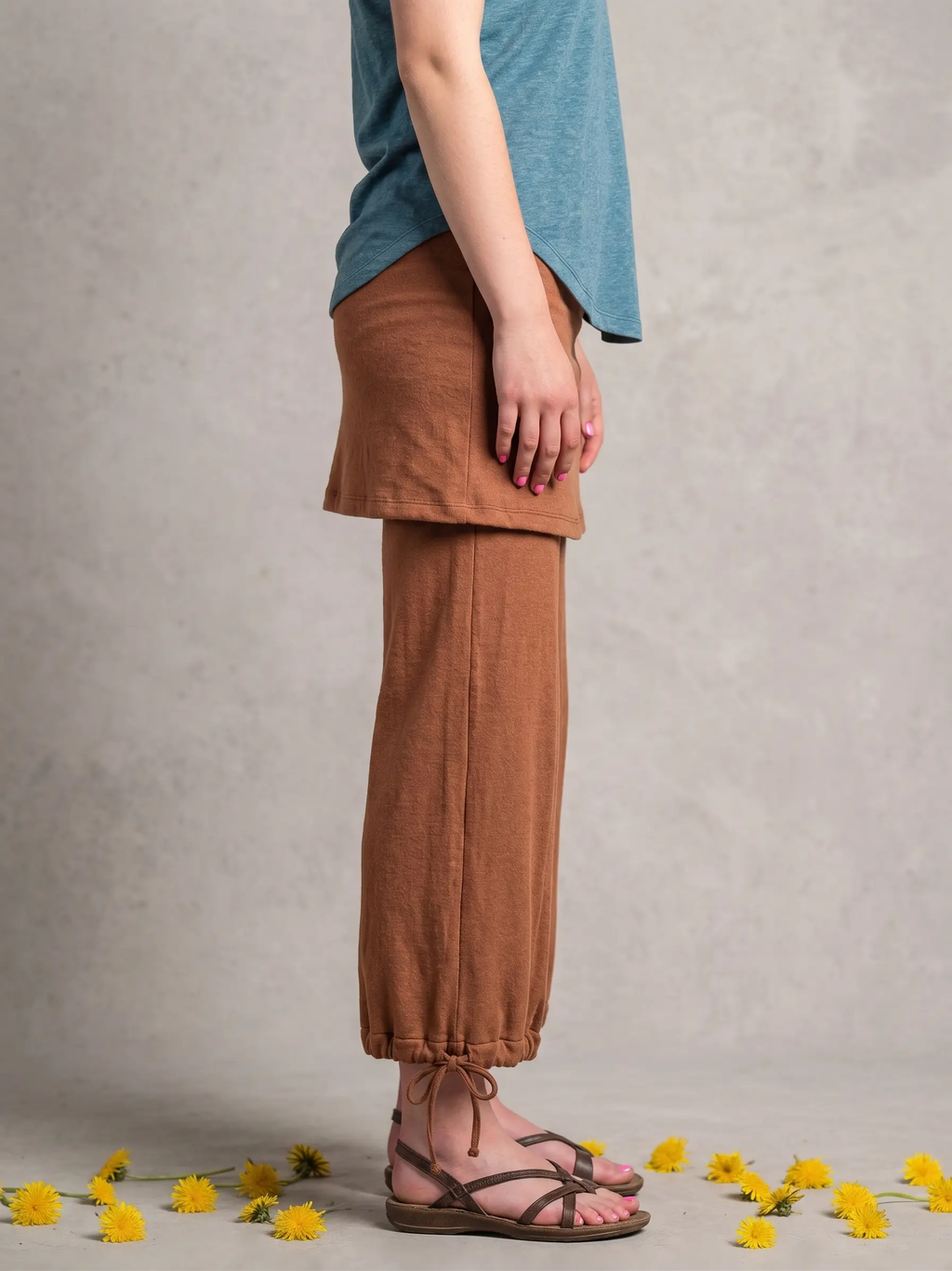 Caramel Faux Two-Piece Skirt Pants