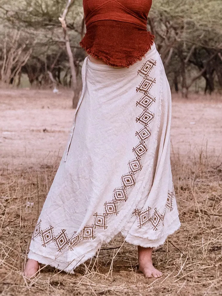 Cotton Maxi Wrap Skirt ? Natural Earthy Clothing ? Long Boho Festival Shakti Skirt