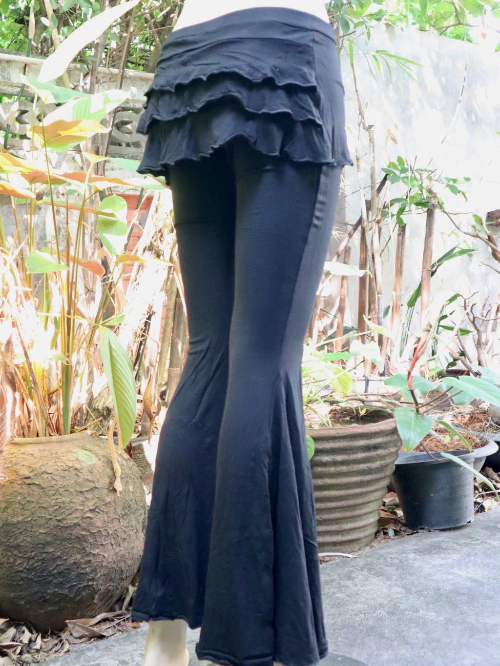 Ruffle Bustle Bell Bottoms ? Rayon Spandex Blend, Yoga Dance Pants