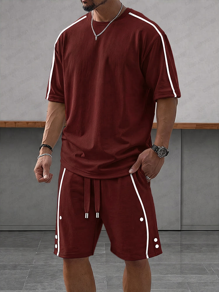 Athleisure Zipper Accent T-Shirt Shorts Set