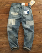 Vintage Washed Patch Tapered Jeans