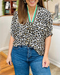 Leopard Print Trim Top