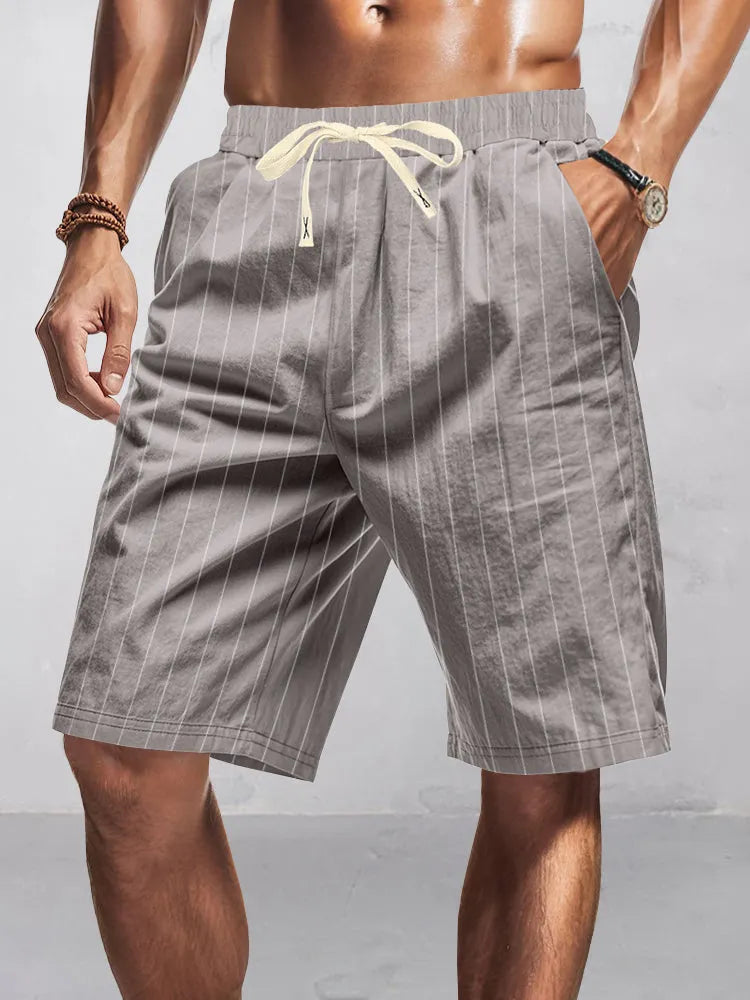 Casual 100% Cotton Stripe Shorts