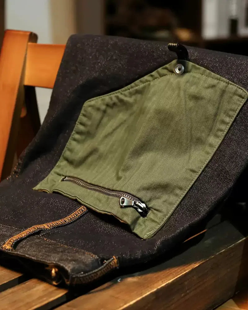 Vintage Denim Olive Green Patch Pocket Relaxed©\Straight Trousers