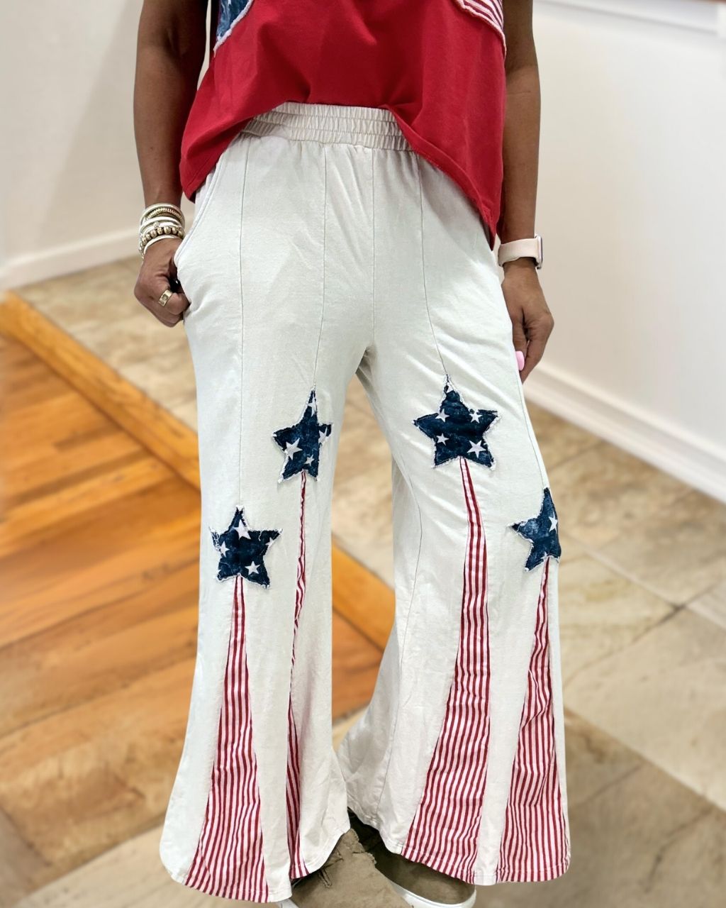 Independence Day Patchwork Flared Pants
