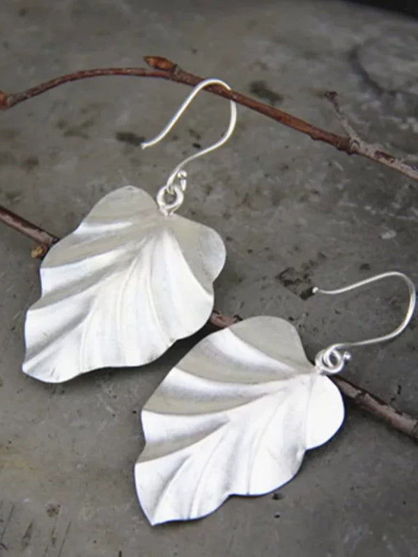 Vintage Distressed Handmade Brushed Leaf Earrings