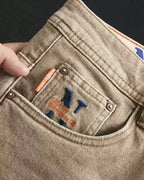 Vintage Khaki Straight©\Leg Workwear Denim Trousers