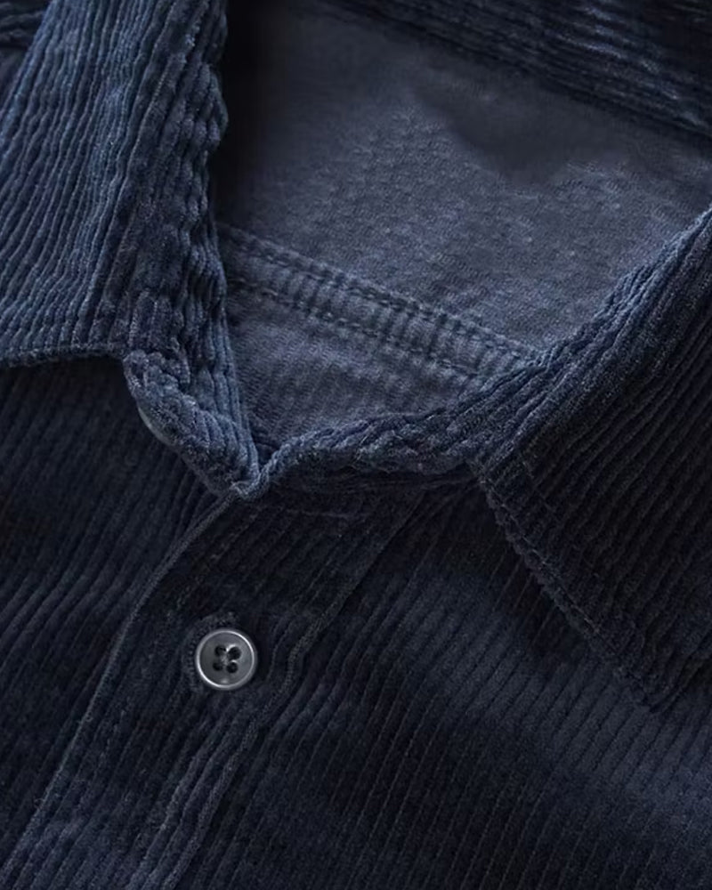Vintage Navy Blue Corduroy Dual Chest Pocket Shirt