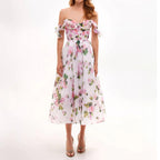 Stylish Organza Elegant Printed Midi Dress