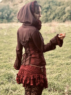 Cotton Boho Hoodie: Lace Ruffles, Bell Sleeves - Festival Top