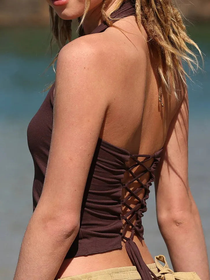 Festival Yoga Halter Top, Tribal Burning Man Style, Pixie Fairy Boho Elven Clothing