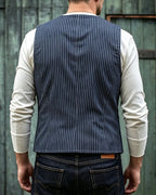 Vintage Pinstripe Denim Single-breasted Vest
