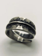 Navajo Totem Vintage Distressed Hand-Engraved Open Ring