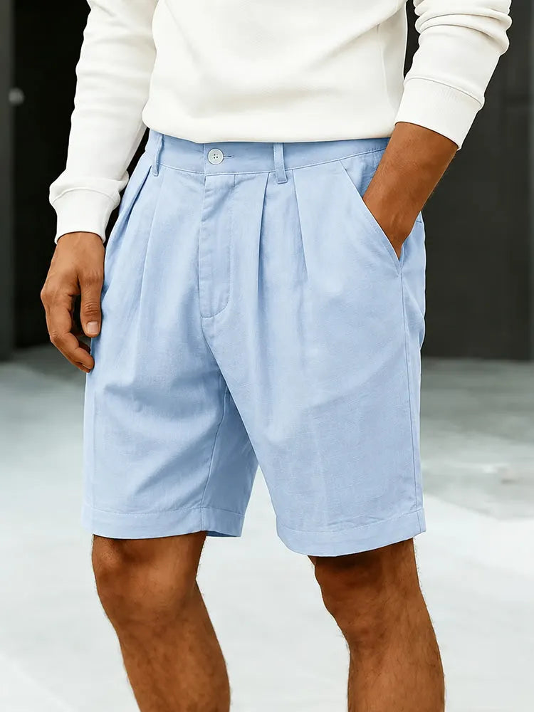 Men's High-Rise Pleated Chino Shorts